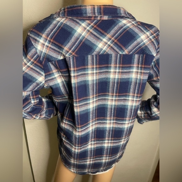 𝅺AMBIANCE Sherpa lined jacket plaid blue size small - Picture 11 of 12